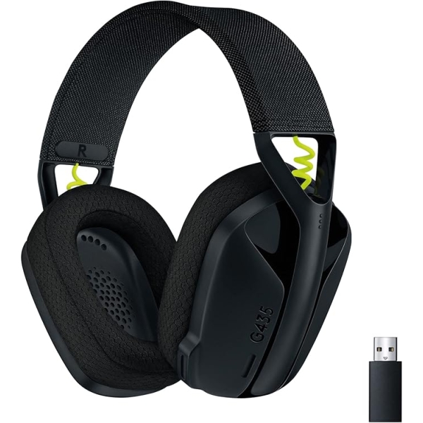 Logitech G 435 LIGHTSPEED - Auriculares inalámbricos Bluetooth para juegos, ligeros, micrófonos integrados, batería de 18 horas, compatible con Dolby Atmos, PC, PS4, PS5, Nintendo Switch, móvil, color