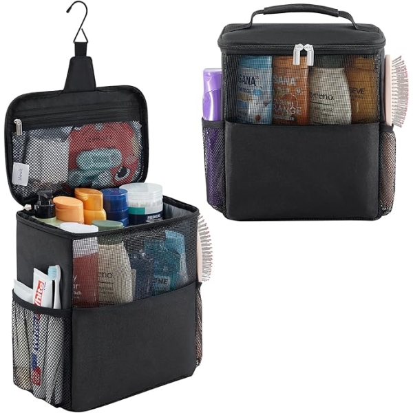Lifewit Bolsa de ducha de malla portátil para dormitorio universitario, artículos esenciales para baño, gimnasio, viajes, camping, organizador de ducha colgante de secado rápido, bolsa de aseo para